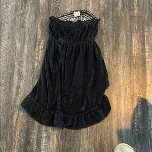 OP Black Strapless Ruffle-Hem Tube Dress